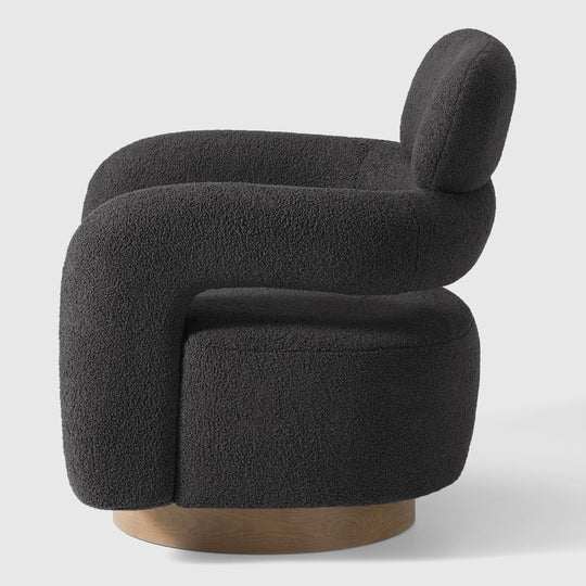 Alexandria Mid-Century Modern Sherpa Swivel Barrel Accent Chair With Storage Ottoman