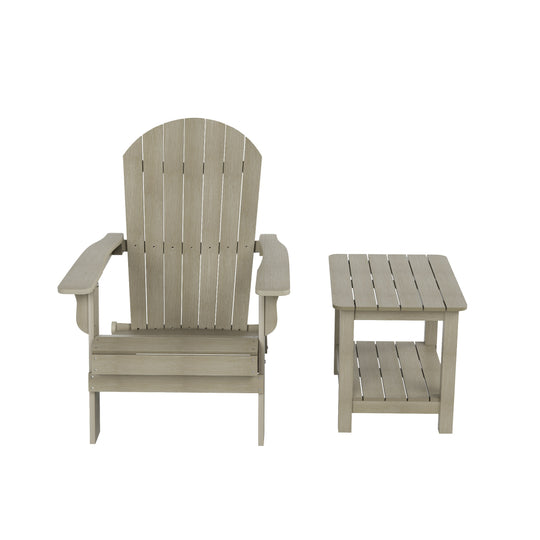 Tuscany HIPS 2-Piece Outdoor Folding Adirondack Chair With Side Table Set