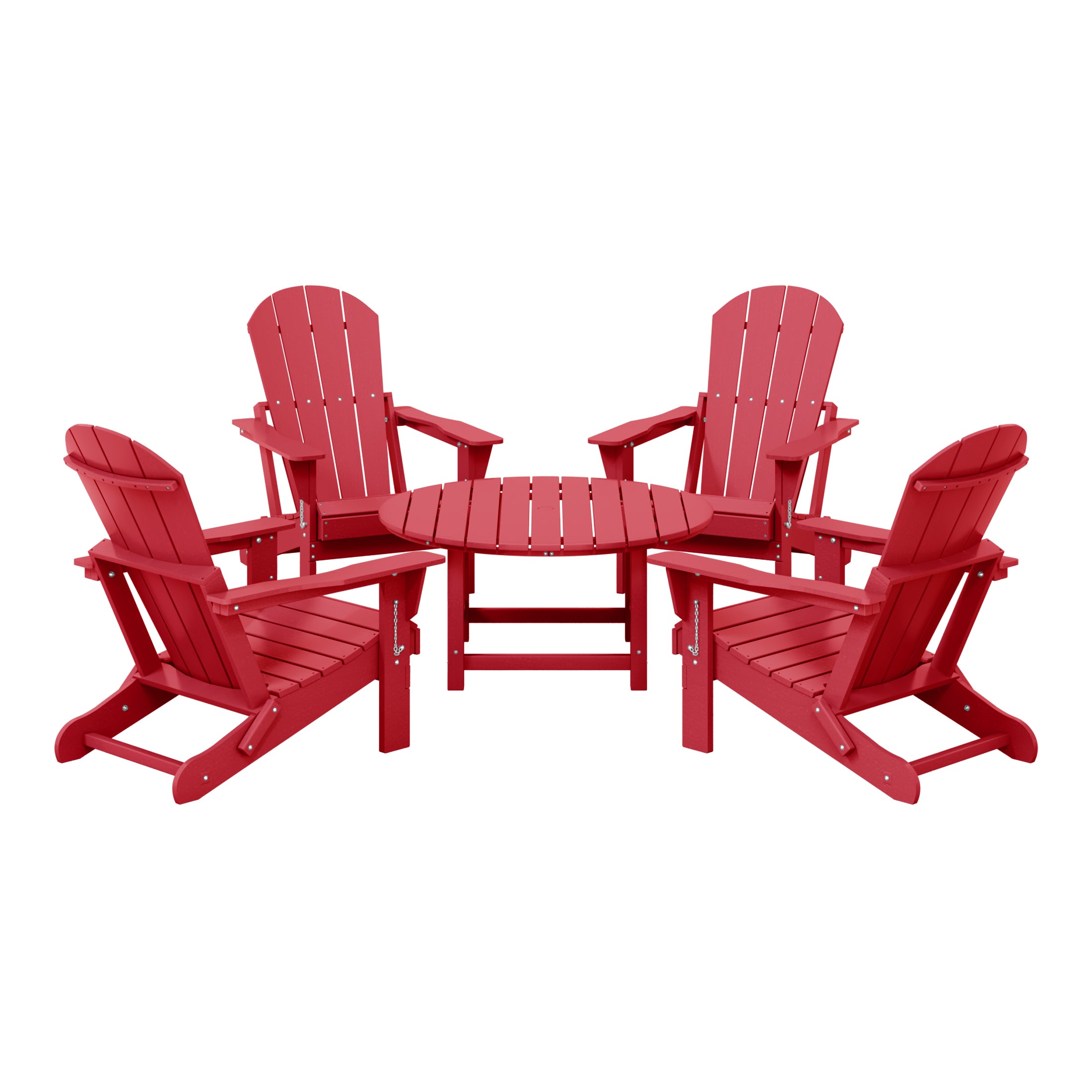 Malibu 5-Piece HDPE Folding Adirondack Chair Outdoor Patio Conversation Set