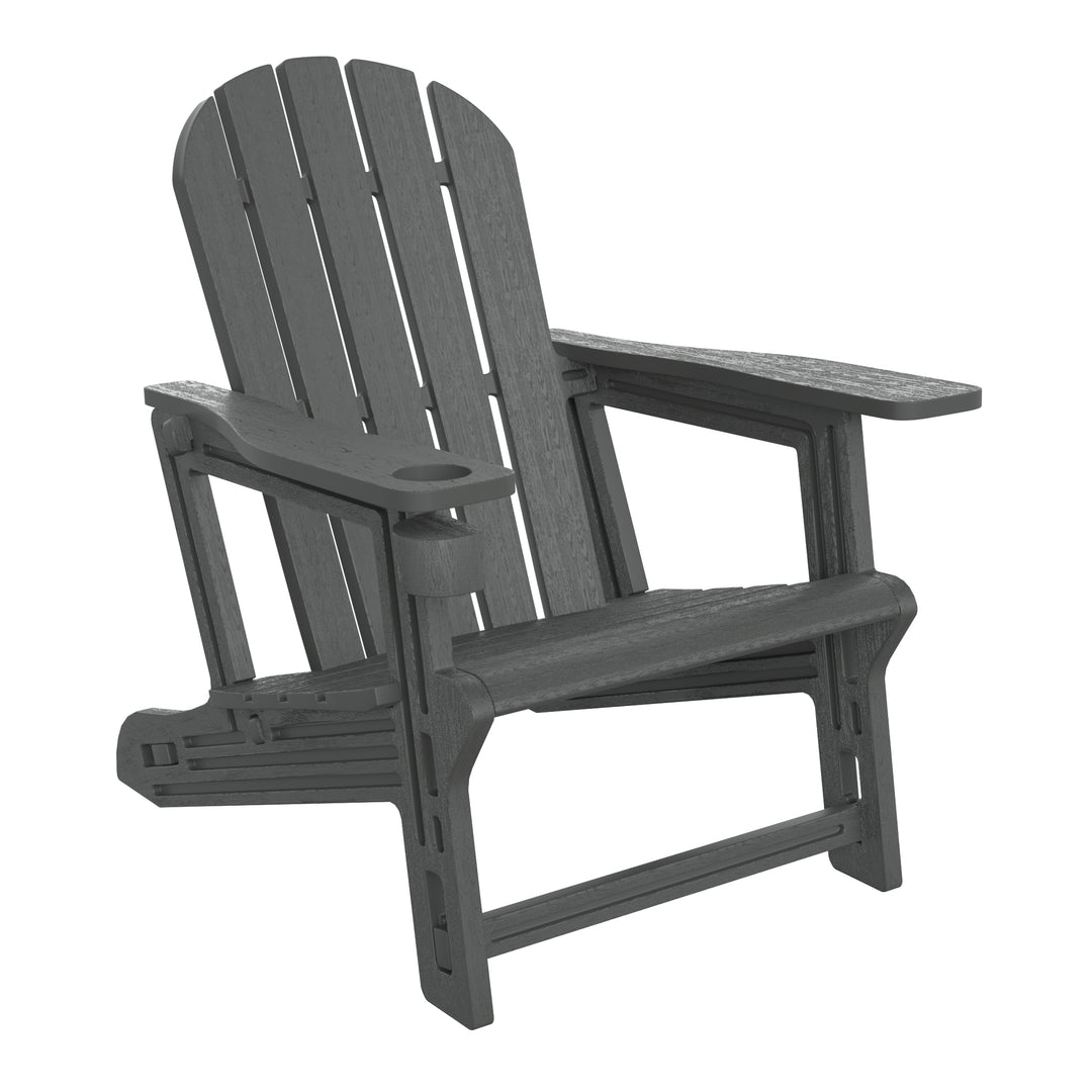 Azura 3-Piece HDPE Plastic Adirondack Patio Chairs With 18" Square Side Table Set