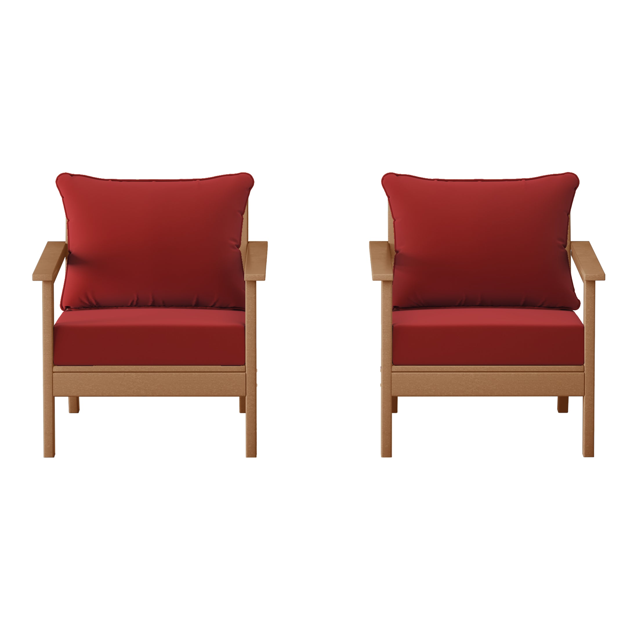 Avalon Outdoor Modern HDPE Patio Club Chairs with Deep Seat Cushions (Set of 2)