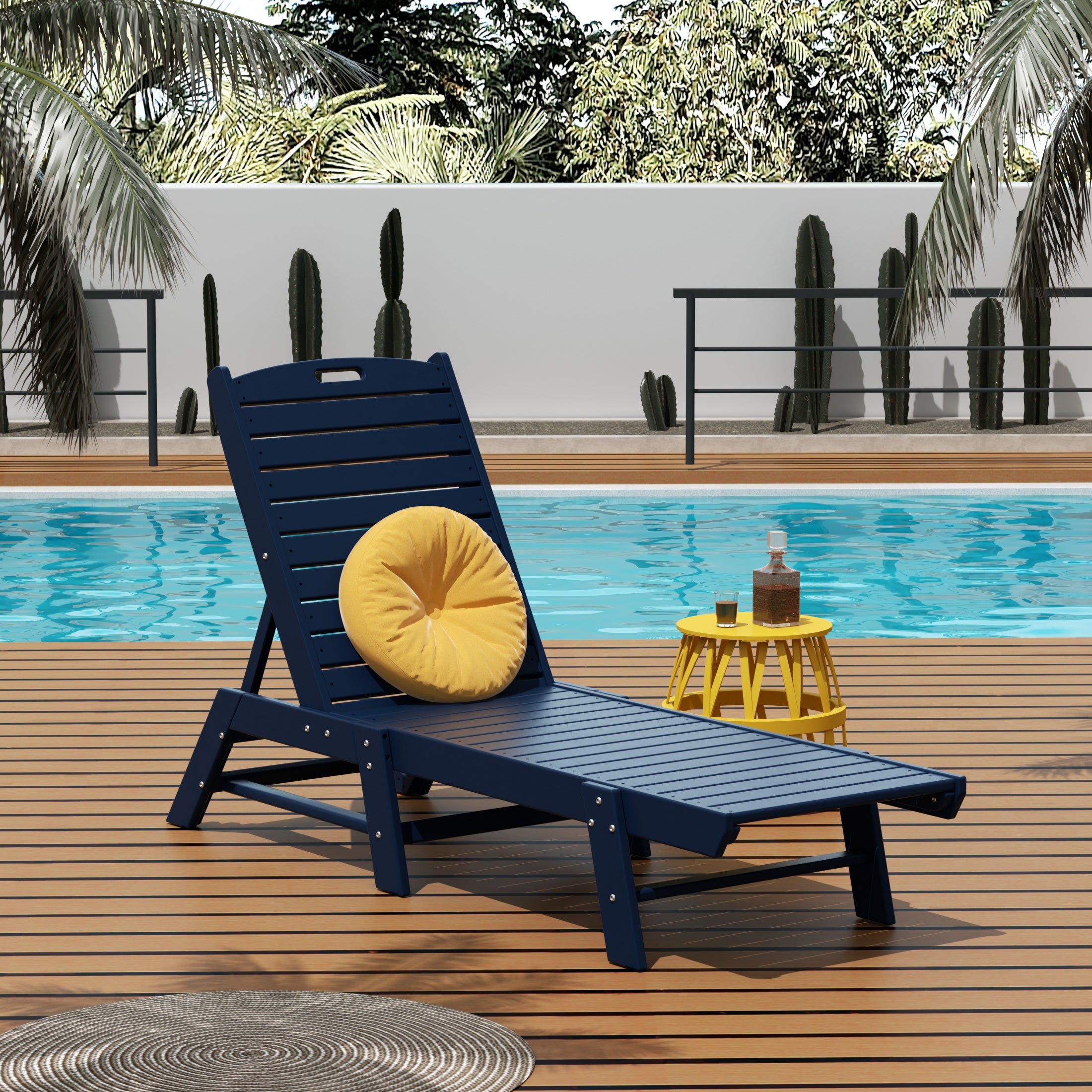 Malibu Poly Reclining Outdoor Patio Chaise Lounge Chair Adjustable