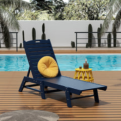 Malibu adjustable reclining chaise lounge in Navy Blue styled outdoors
