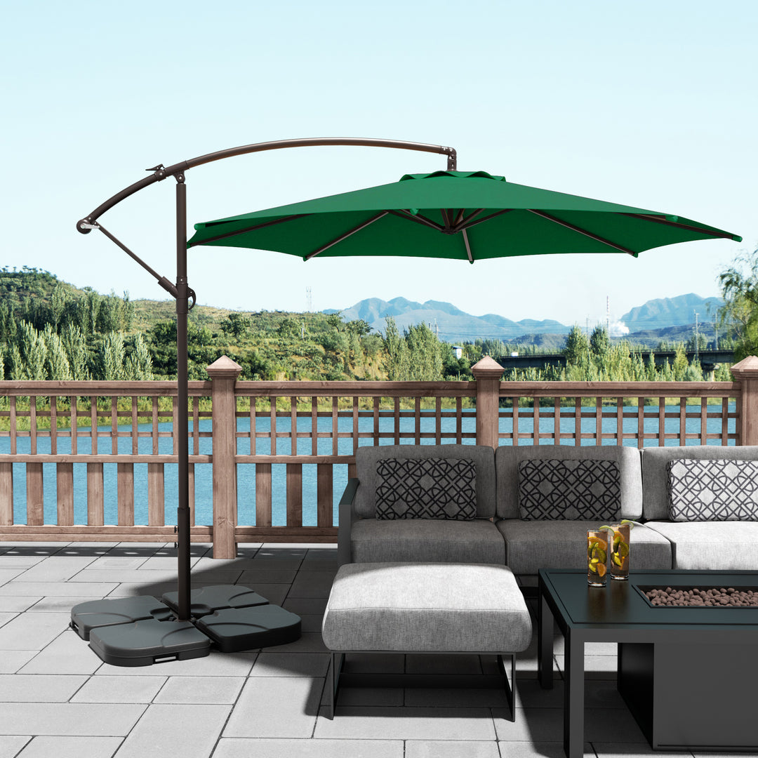 Julia 10 ft. Outdoor / Patio Cantilever Hanging Umbrella with weight base kit