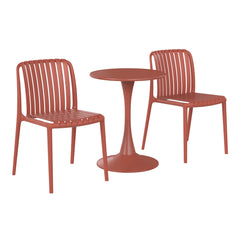 Playa 3-Piece Outdoor Metal Dining Table Set And Stackable Resin Patio Chairs