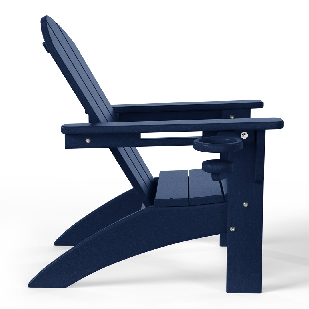 Malibu 3-Piece Kids HDPE Adirondack Chairs Set with Square Side Table and Cup Holders