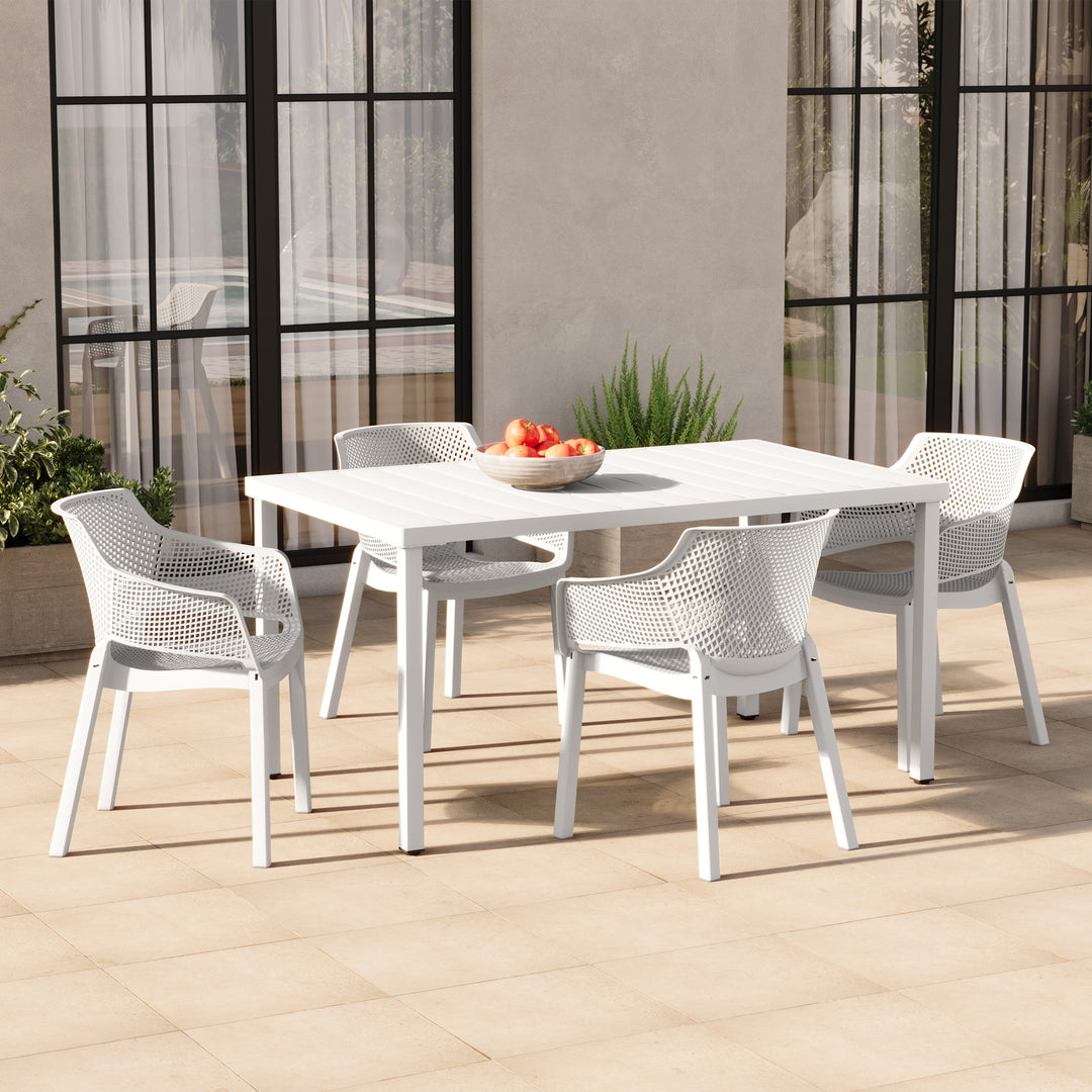 Playa Outdoor Modern Stackable Plastic Resin Patio Dining Armchair (Set of 4)