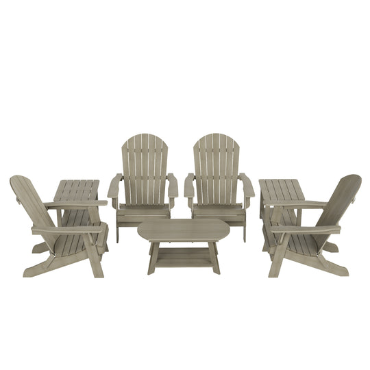 Tuscany HIPS 7-Piece Outdoor Folding Adirondack Chair With Coffee Table and Side Table Set