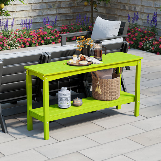 Malibu 55" Outdoor Patio HDPE Adirondack 2-Tier Shelf Console Table