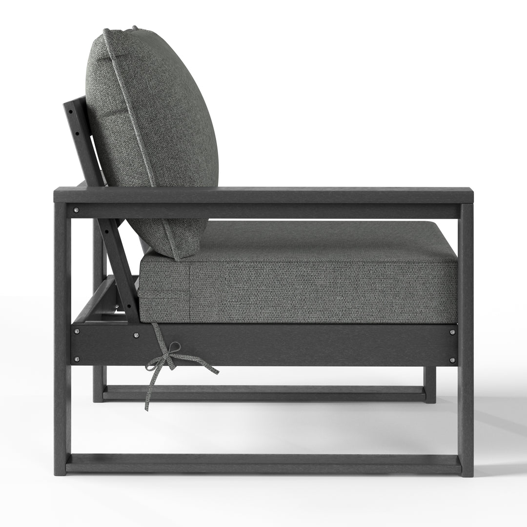 Outdoor HDPE Left Arm Sectional Patio Corner Club Chair with Patio Cushions