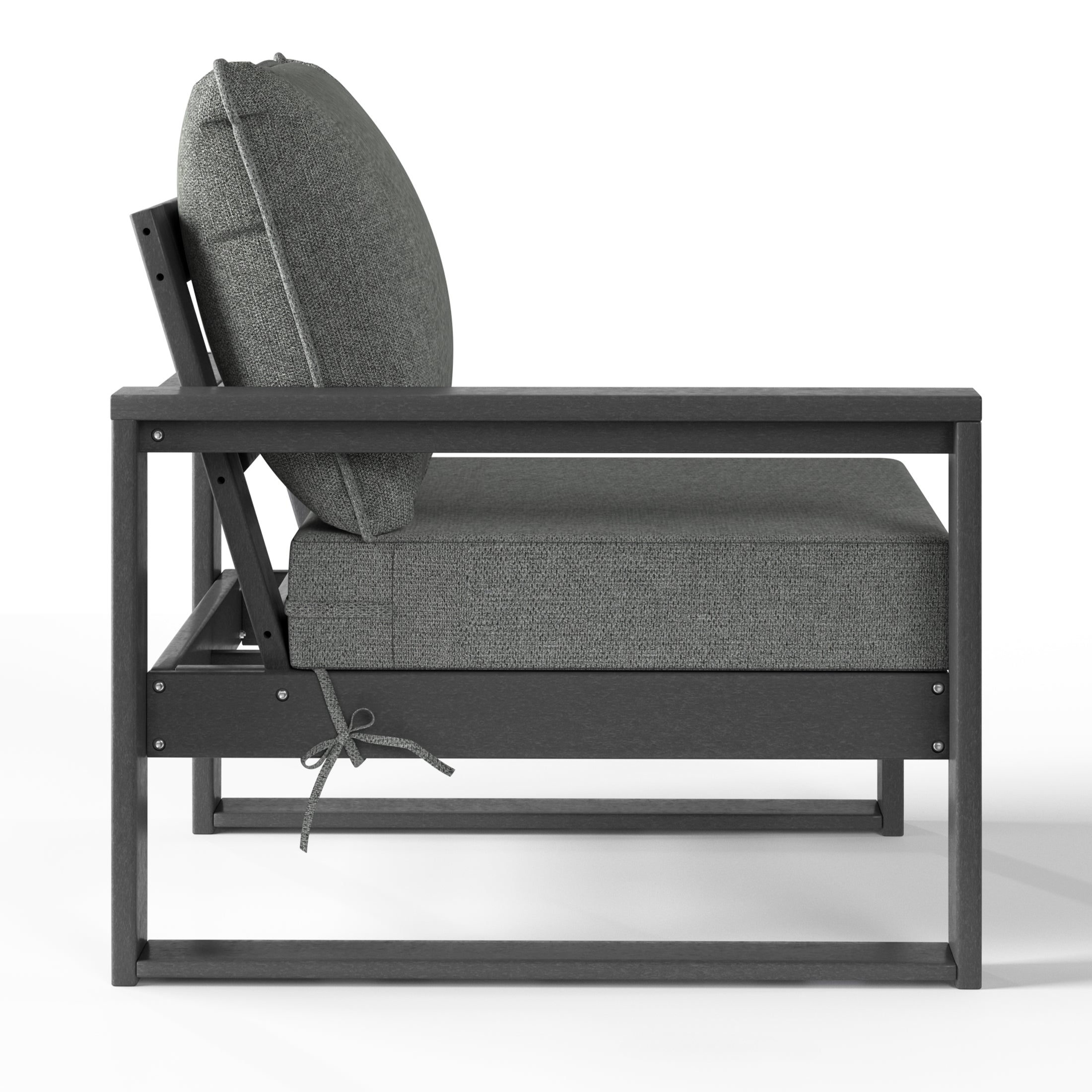 Montara Outdoor HDPE Left Arm Sectional Patio Corner Club Chair with Patio Cushions