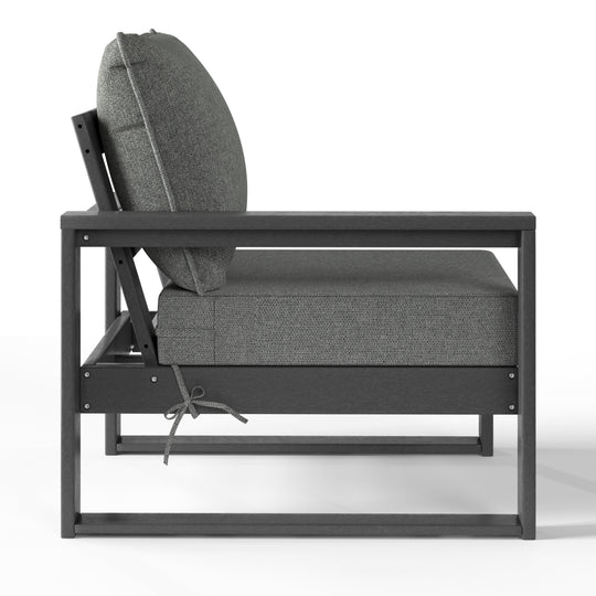 Outdoor HDPE Left Arm Sectional Patio Corner Club Chair with Patio Cushions