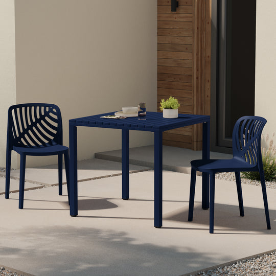 Playa Outdoor Modern Stackable Polypropylene Plastic Patio Bistro Dining Side Chairs (Set of 2)
