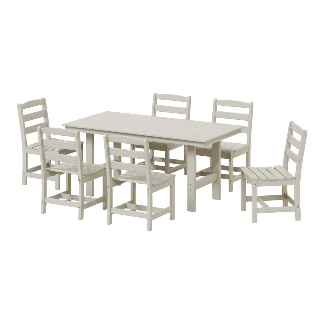 Ashore 7-Piece HDPE Outdoor Rectangular Patio Dining Table Set with Side Chairs