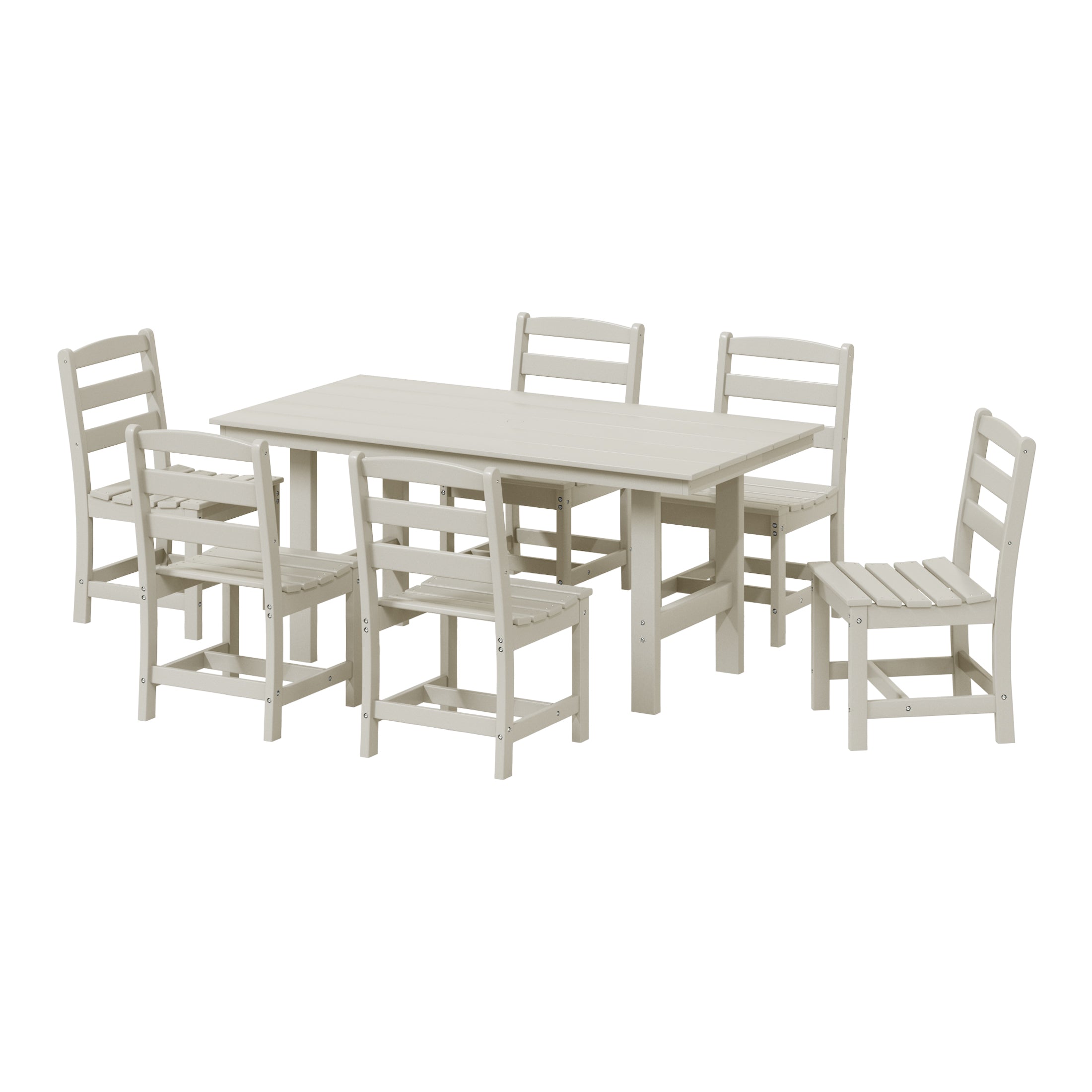 Ashore 7-Piece HDPE Outdoor Rectangular Patio Dining Table Set with Side Chairs