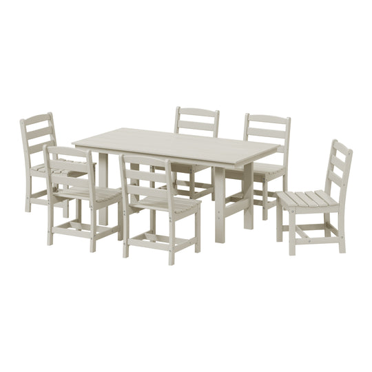 Ashore 7-Piece HDPE Outdoor Rectangular Patio Dining Table Set with Side Chairs