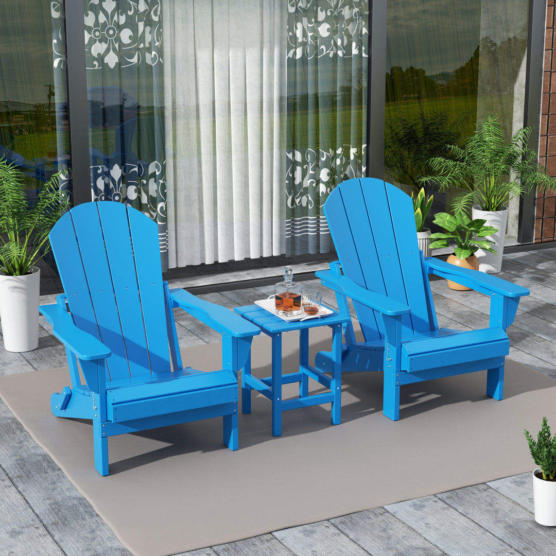 Malibu Westintrends 3-Piece set Outdoor / Patio Poly Adirondack chair set with a side table ( 2 seater )