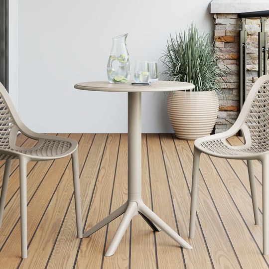 Playa 23.5" Outdoor Polypropylene Resin Round Patio Bistro Dining Table for 2