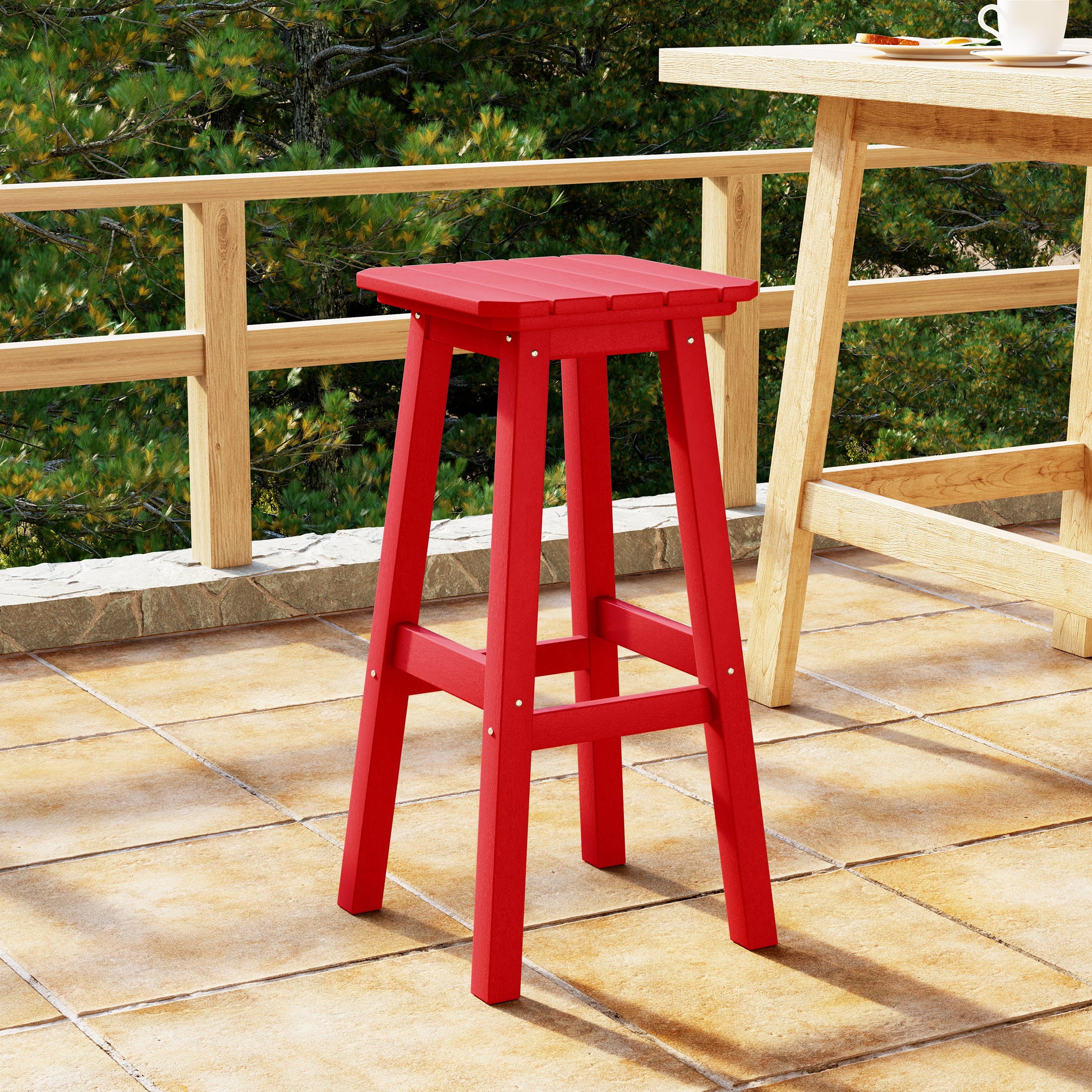 Malibu 29" HDPE Outdoor Patio Square Backless Bar Stool