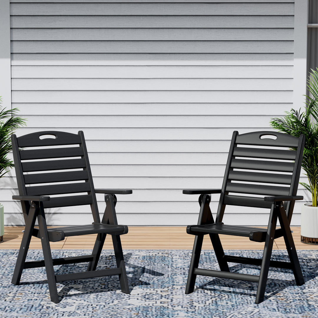 Azura HDPE Adjustable Highback Folding Outdoor Patio Dining Chairs Set of 2
