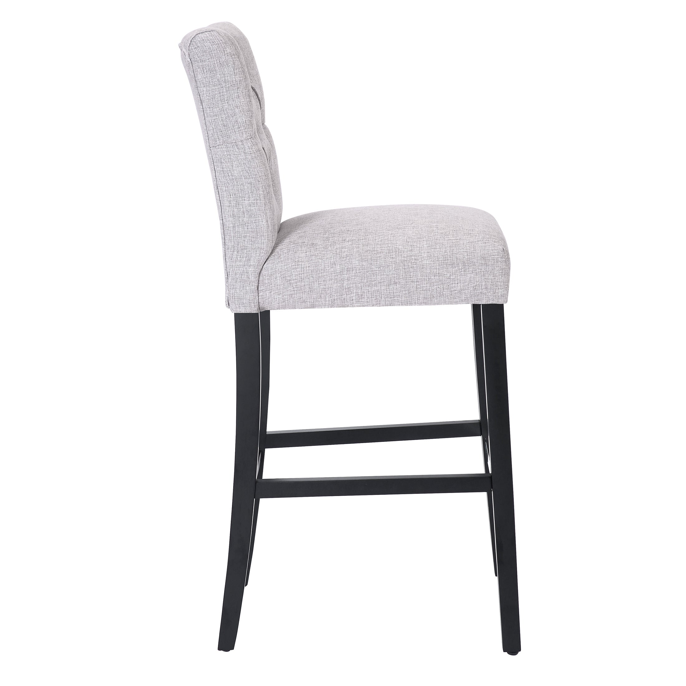Hayes 29" Linen Fabric Tufted Bar Stool (Set of 3), Black