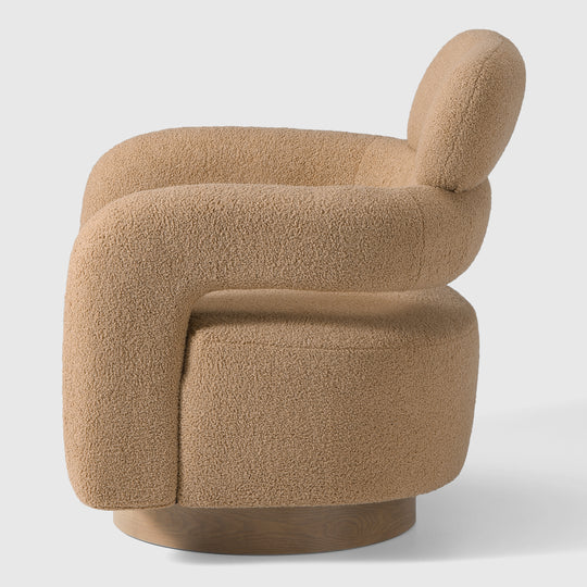 Alexandria Mid-Century Modern Sherpa Swivel Barrel Accent Chair With Storage Ottoman