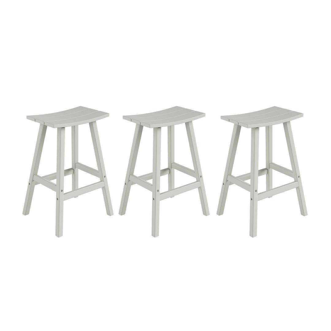 Malibu 29" HDPE Outdoor Patio Bar Height Bar Stools (Set of 3)