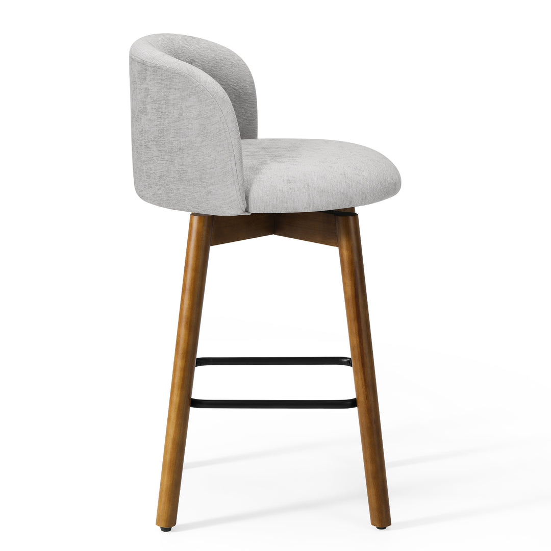 Soho Modern Chenille Upholstered 26" Counter Height Swivel Bar Stools (Set of 2)