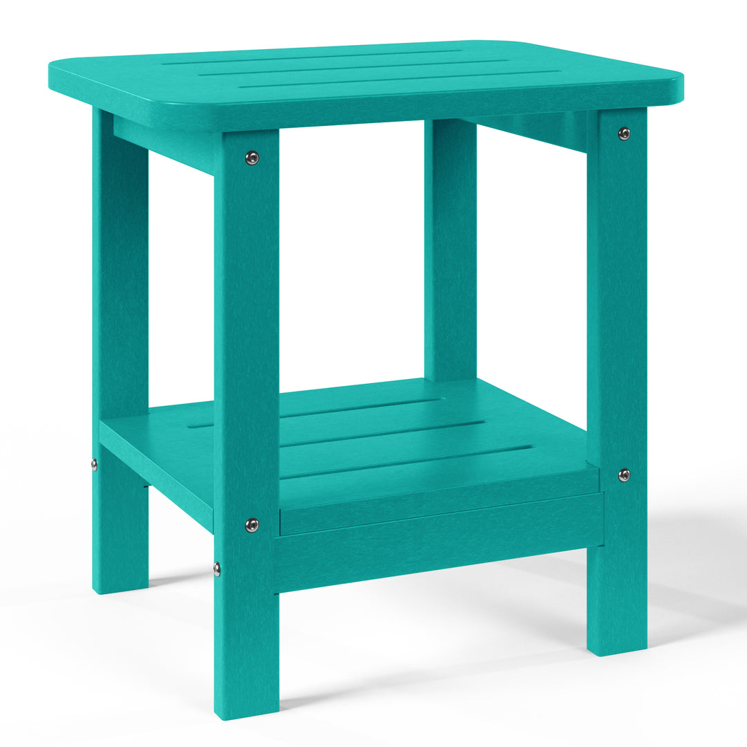 Aruba 2-Tier Outdoor HDPE Modern Adirondack Square Patio Side Table