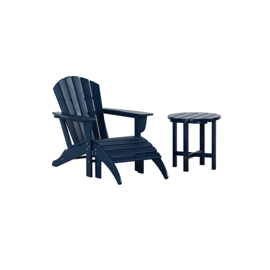 Dylan Outdoor Adirondack Chair With Ottoman And Side Table 3-Piece Set