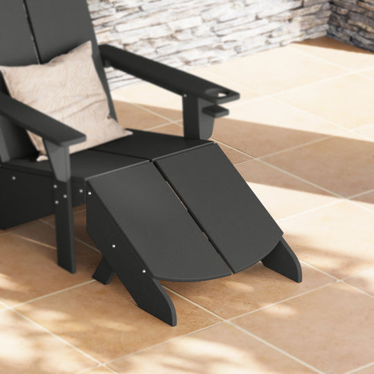 Riviera Modern HDPE Plastic Folding Patio Adirondack Ottoman