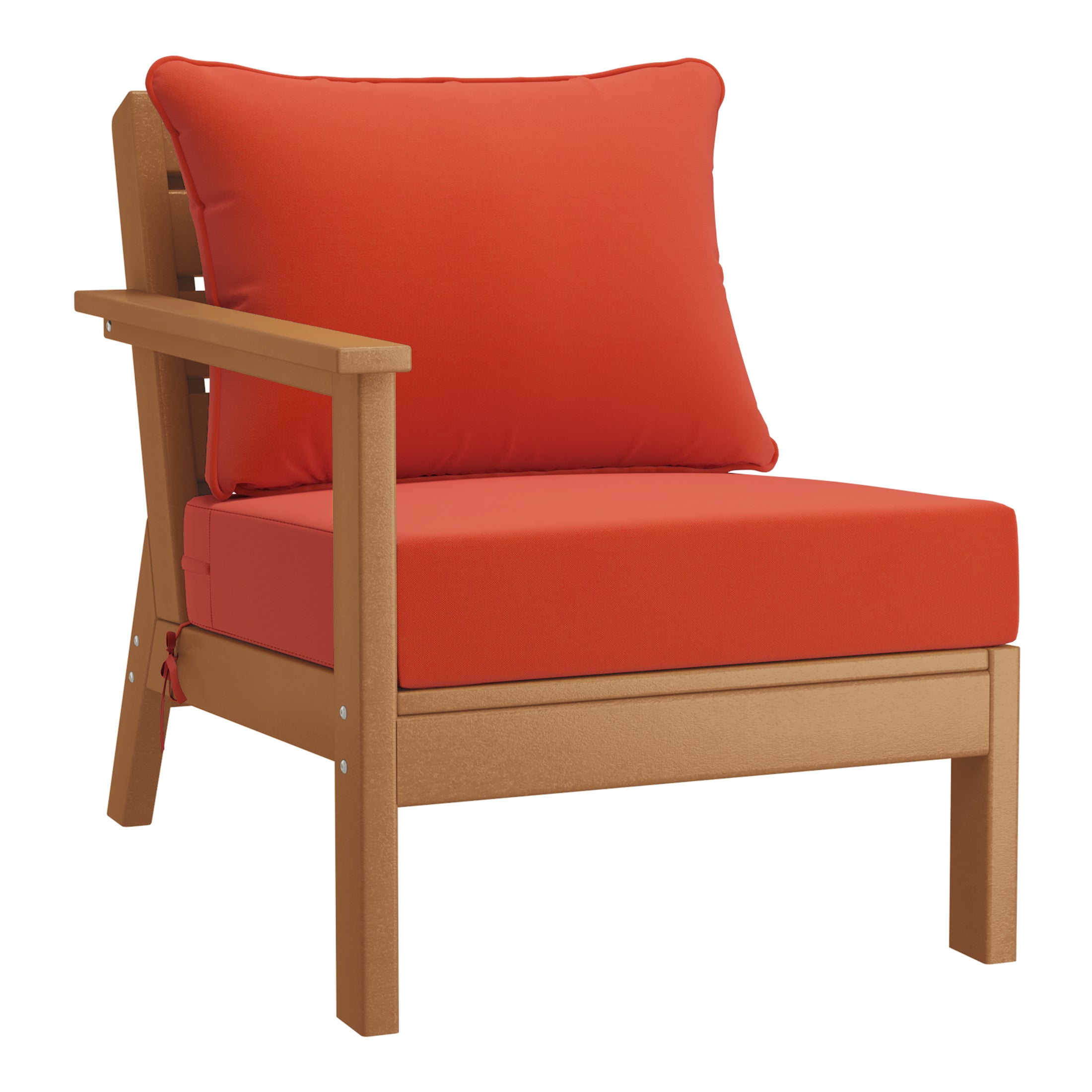 Avalon Outdoor 6-Piece Modular Sectional Patio Furniture Sofa Set in Teak Color Frame