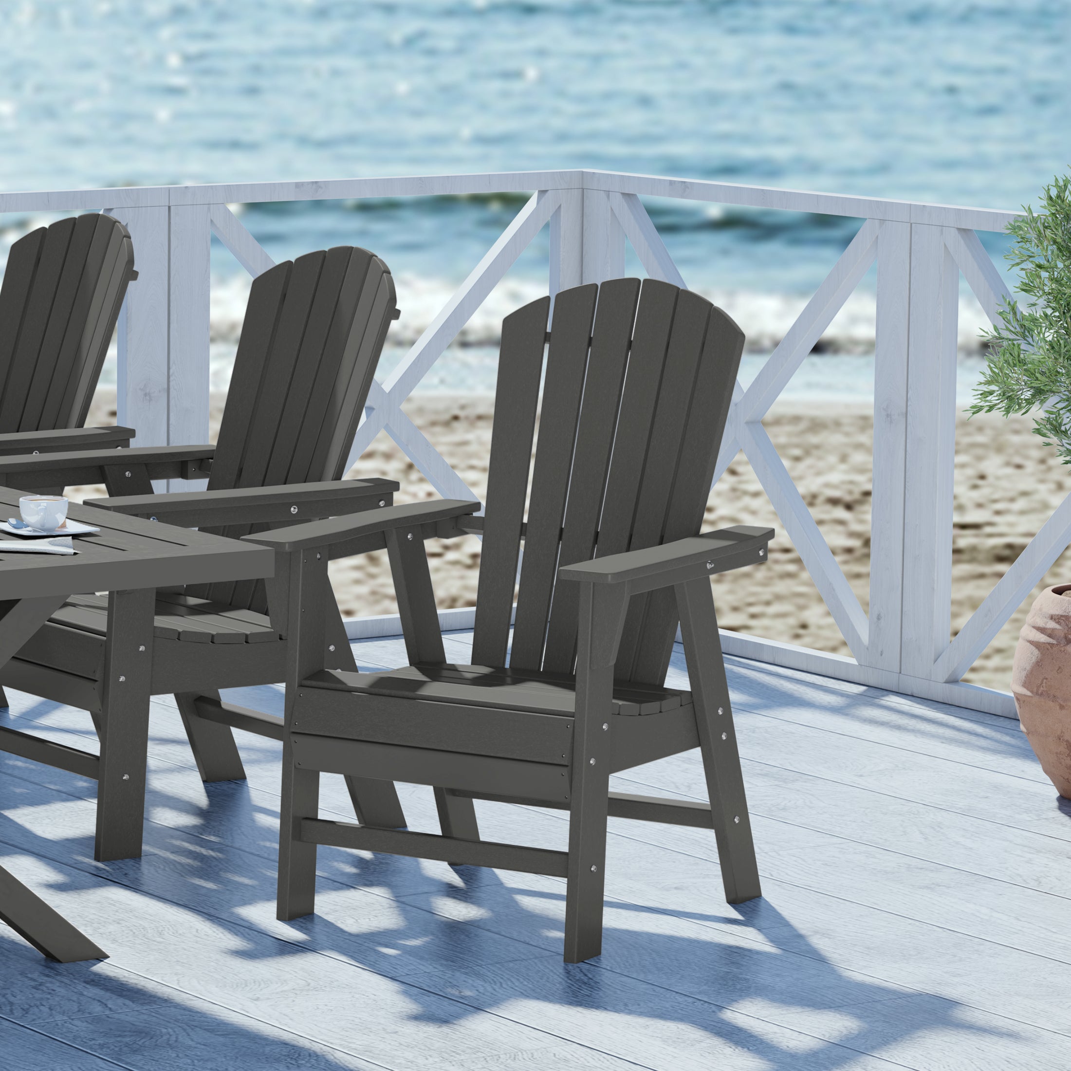 Dylan Outdoor Patio Shell-back Adirondack Dining Chair Weather