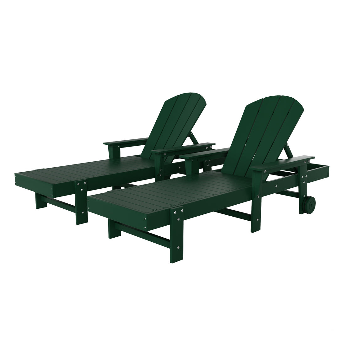 Malibu 2 Piece Reclining Chaise Lounge With Arms & Wheels