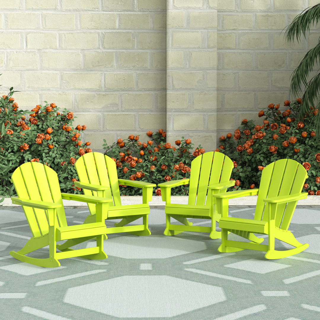 Malibu Outdoor Patio Porch Rocking Adirondack Chair (Set of 4)