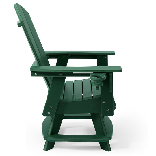 Malibu Outdoor HDPE Swivel Adirondack Patio Dining Chair With Cup Holder