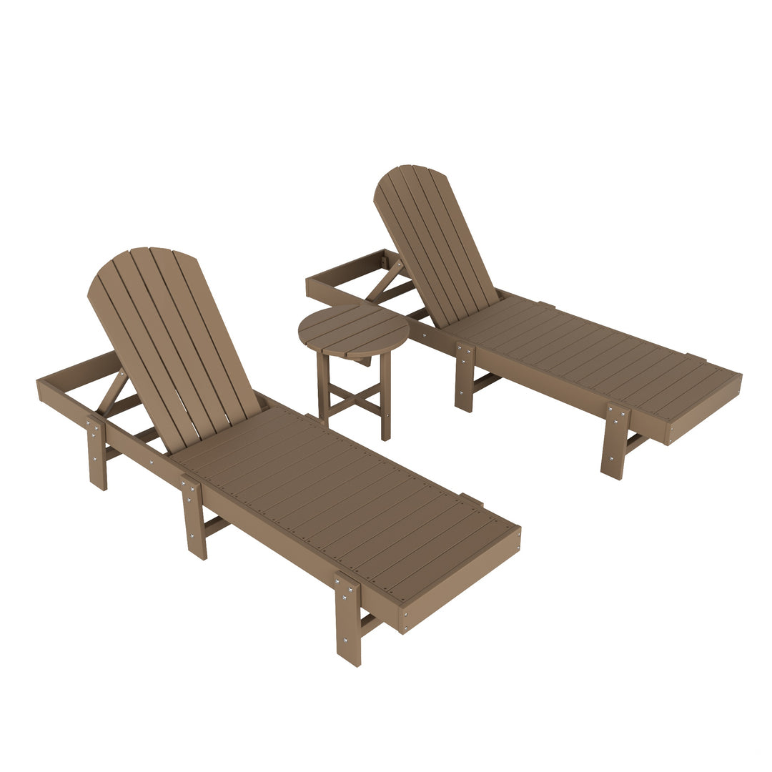 Dylan 3 Piece Adirondack Poly Reclining Chaise Lounge