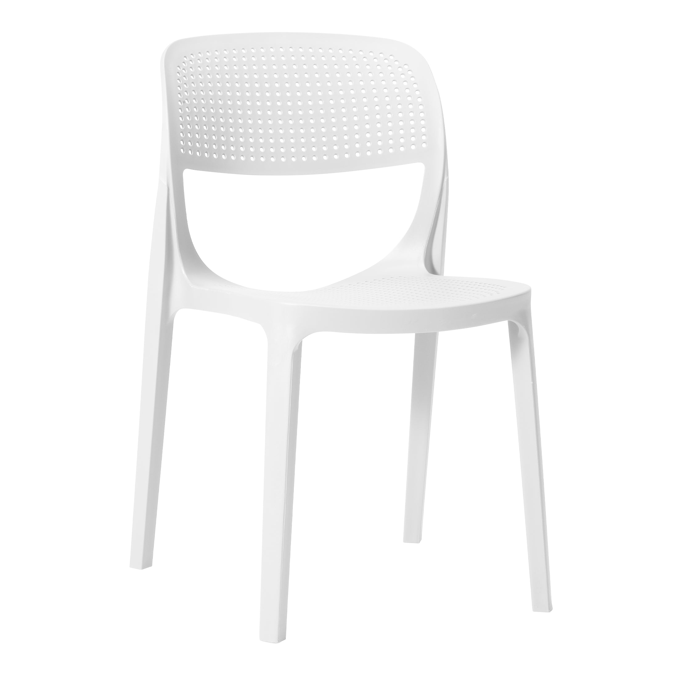 Playa 3-Piece Round Metal Bistro Dining Table Set And Stackable Resin Patio Dining Side Chairs