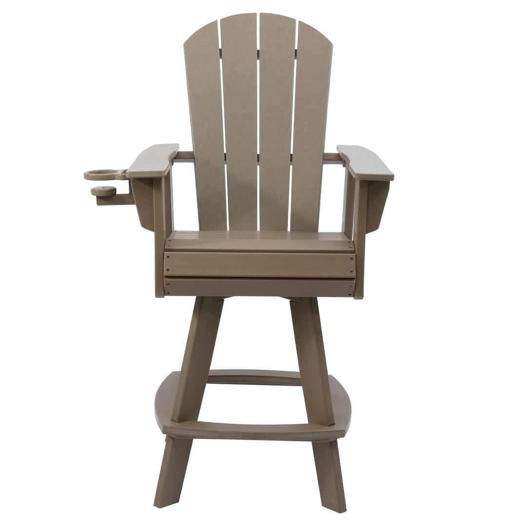Malibu Outdoor HDPE Swivel Adirondack Bar Height Chair With Cup Holder