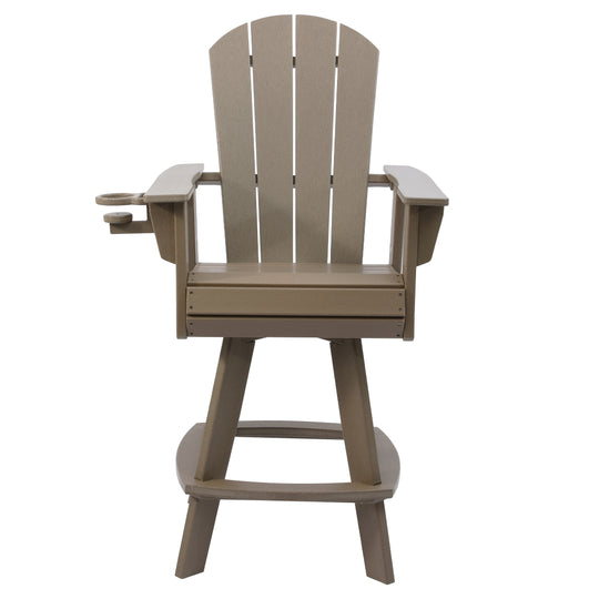Malibu Outdoor HDPE Swivel Adirondack Bar Height Chair With Cup Holder