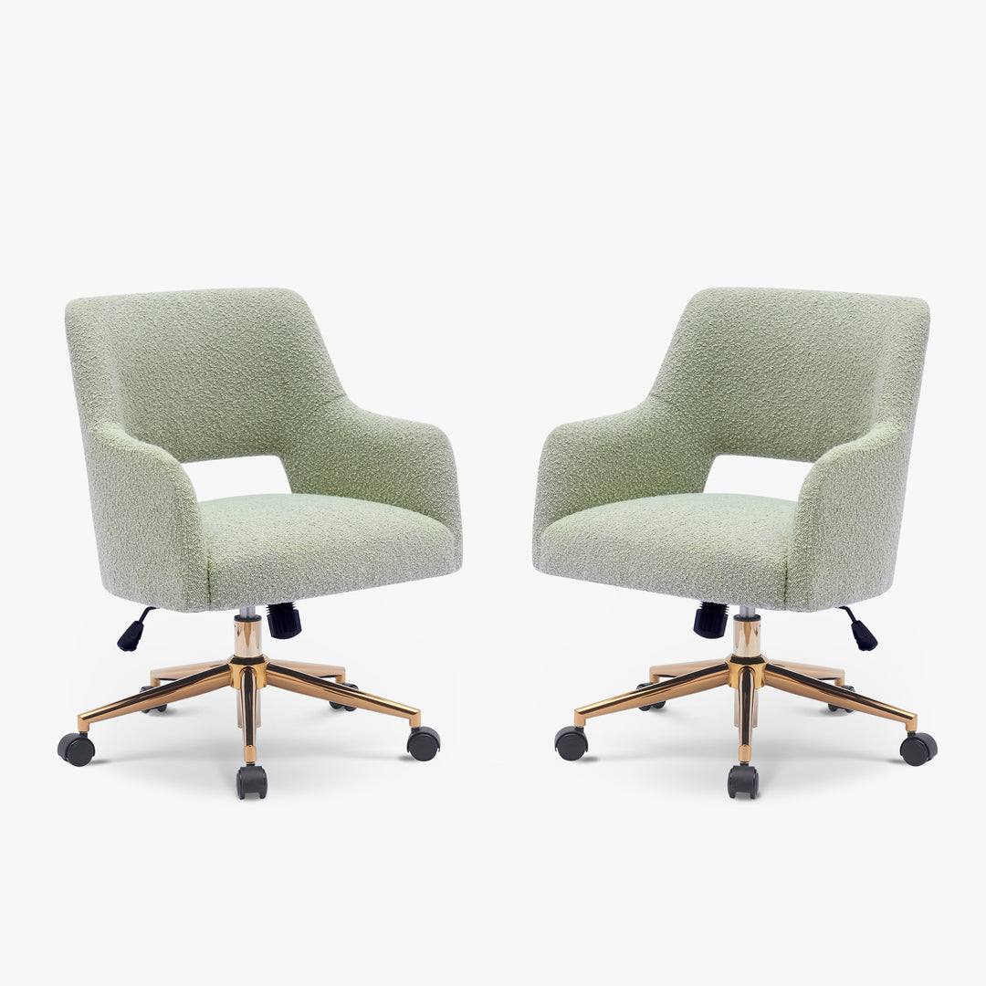 Genevieve Mid-Century Modern Swivel Office Vanity Chair with Wheels (Set of 2)