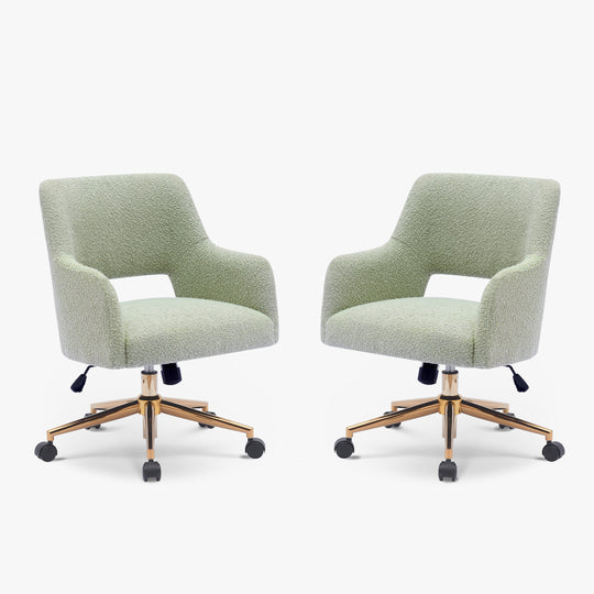 Genevieve Mid-Century Modern Swivel Office Vanity Chair with Wheels (Set of 2)