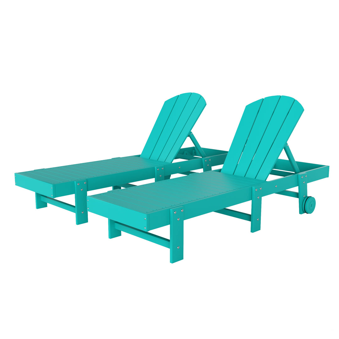 Malibu Adirondack Poly Reclining Chaise Lounge With Wheels (Set of 2)