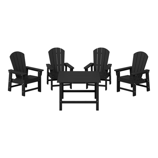 Malibu Kids 5-Piece HDPE Outdoor Square Patio Dining Table and Chairs Set