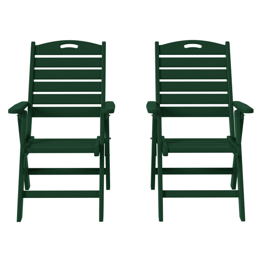 Azura HDPE Adjustable Highback Folding Outdoor Patio Dining Chairs Set of 2