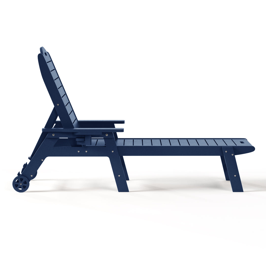 Aruba 2-Piece Outdoor Patio Chaise Lounge Chair with Wheels & Cup Holder with Patio Side Table