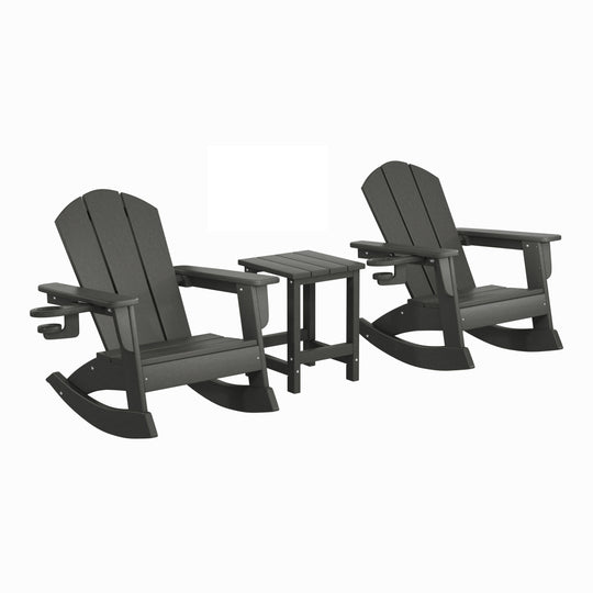 Malibu 3-Piece Kids Rocking Chair With Cup Holder and Square Side Table Set