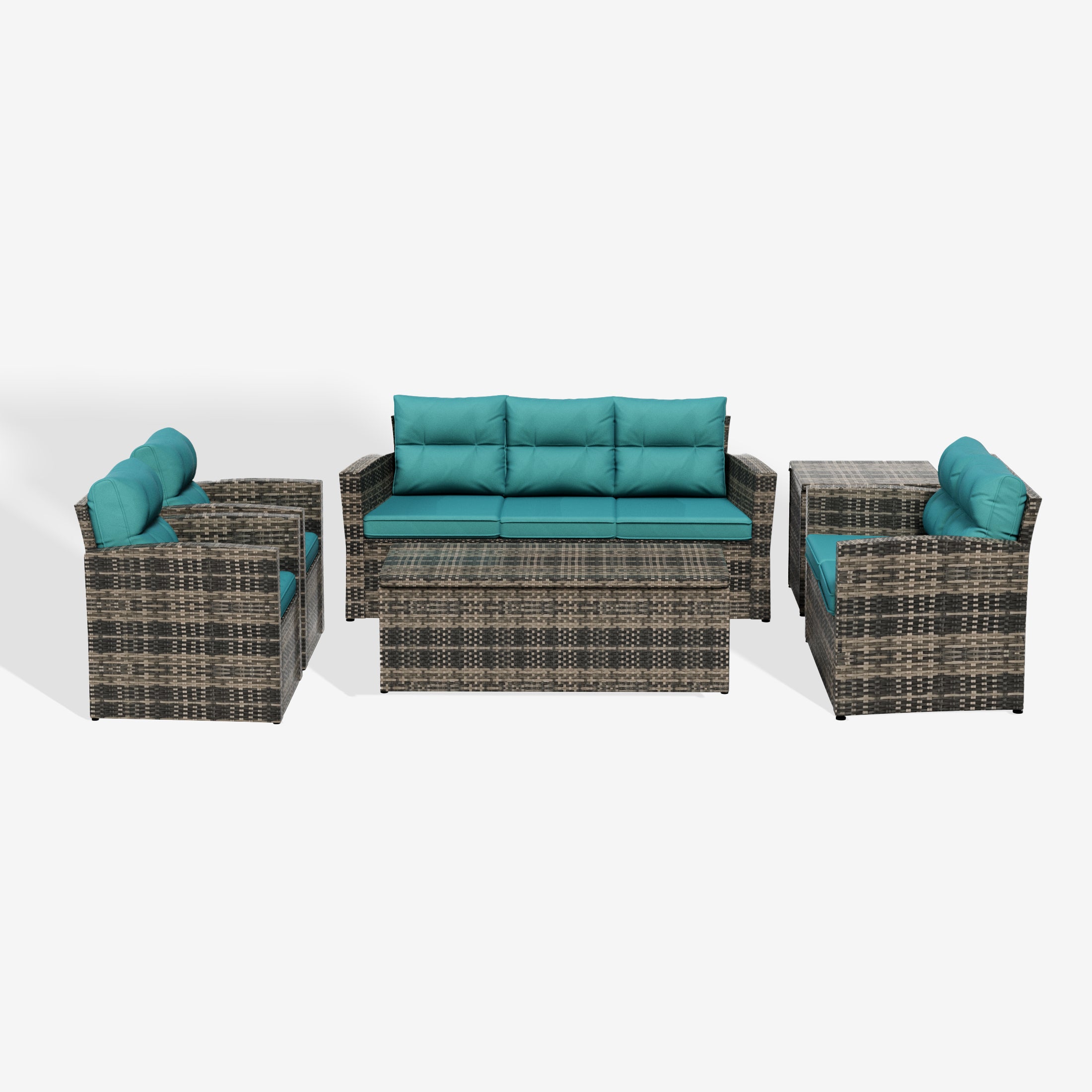 Helio 6-Piece PE Rattan Wicker Outdoor Patio Conversation Sofa Set