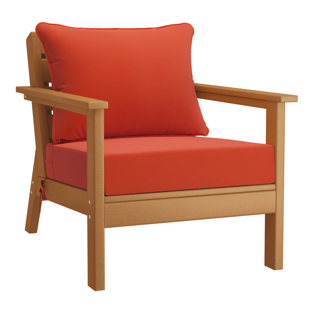 Avalon Outdoor Modern HDPE Patio Club Chairs with Deep Seat Cushions (Set of 2)