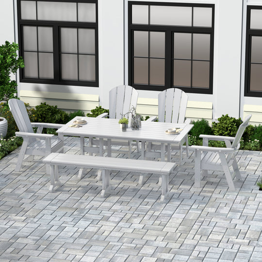 Malibu 6 Piece Outdoor Patio Dining Table and Armchair Dining Bench Set